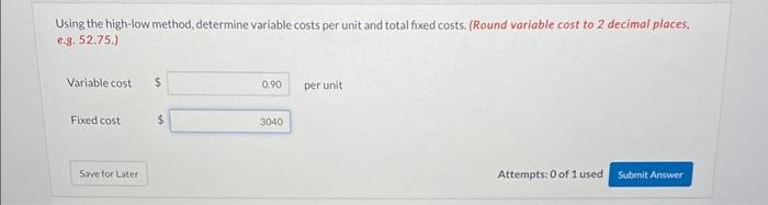 estimates that the following costs will be incurred during his first year