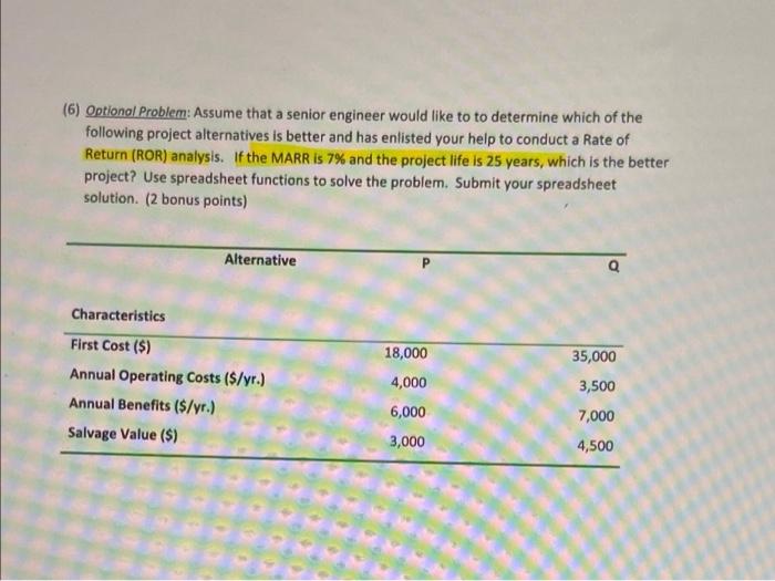 (6) Optional Problem: Assume that a senior engineer would like to to