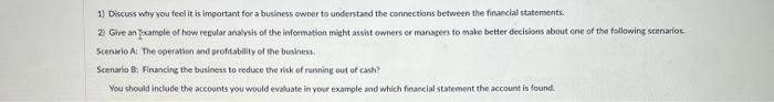 1) Discuss why you feel it is important for a business owner