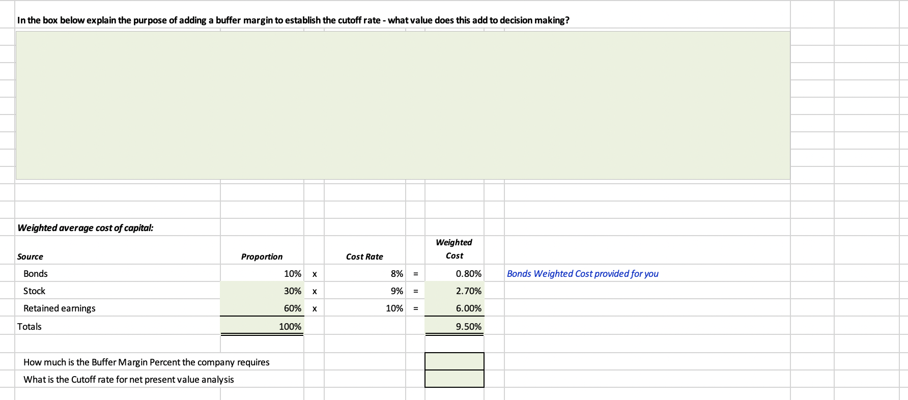 In the box below explain the purpose of adding a buffer margin