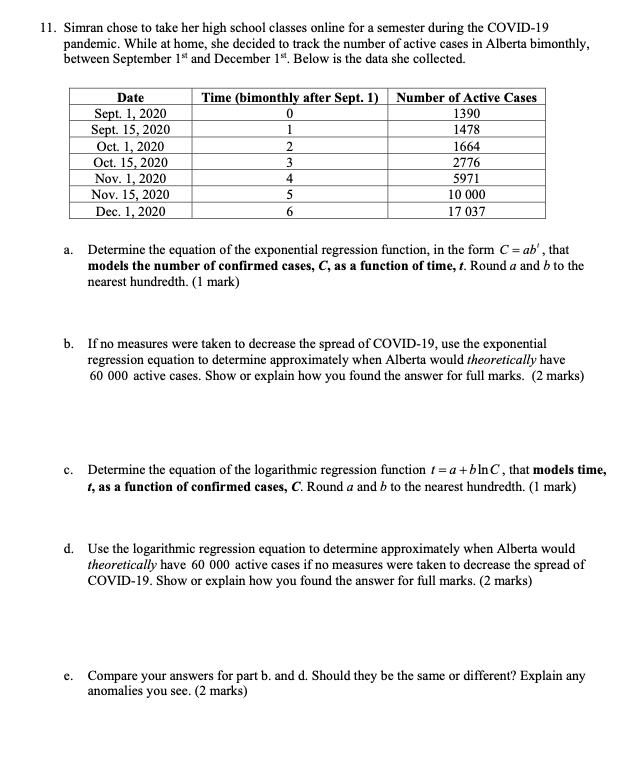 11. Simran chose to take her high school classes online for a