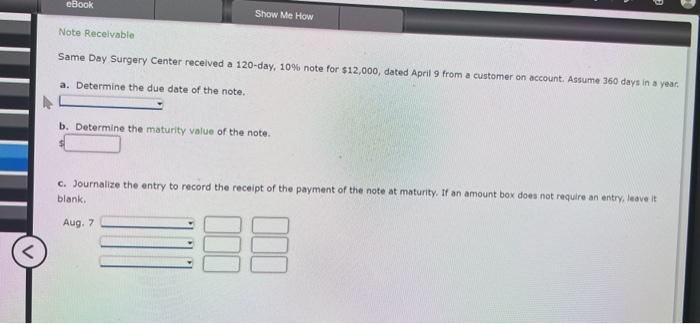 eBook Show Me How Note Receivable Same Day Surgery Center received a