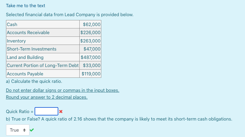 Take me to the text Selected financial data from Lead Company is