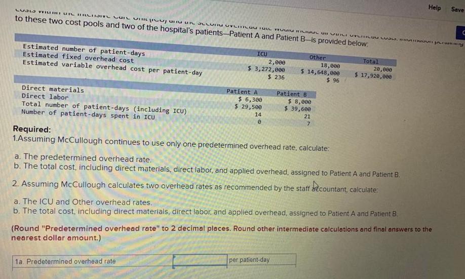 Service Industry [LO2-1, LO2-2, LO2-3, LO2-4] McCullough Hospital uses a job-order costing
