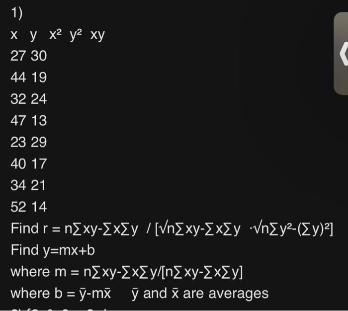 1) x2 y2 27 30 44 19 32 24 47 13 23