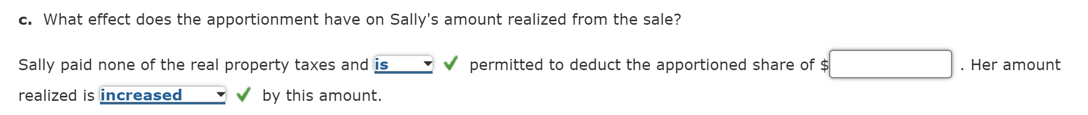 April 2, 2021, for $909,000. Kate pays the real property taxes for