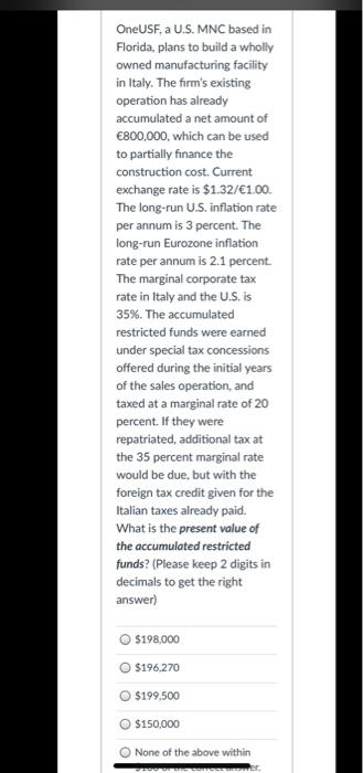 OneUSF, a U.S. MNC based in Florida, plans to build a wholly