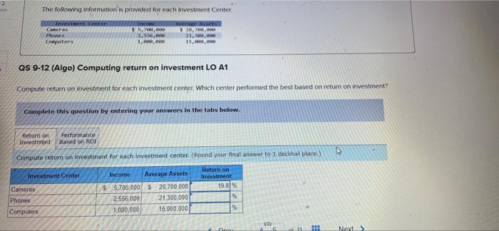 [The following information applies to the questions displayed below] The following information