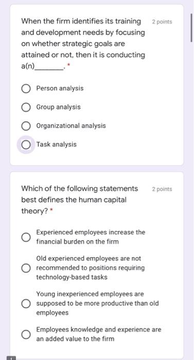 When the firm identifies its training 2 points and development needs by