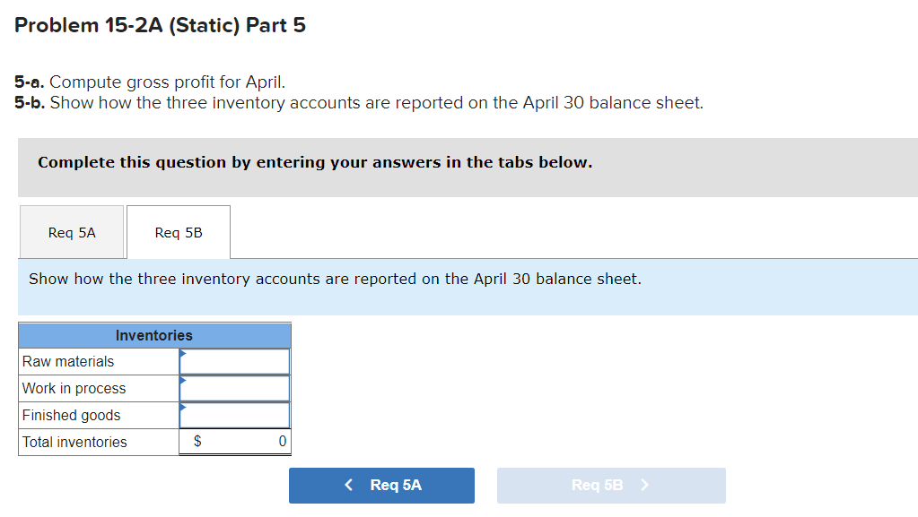 costs for three jobs worked on in April. Balances on March 31