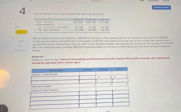 Help Save & Exit Submit Check my work 4 paints Benson Medical