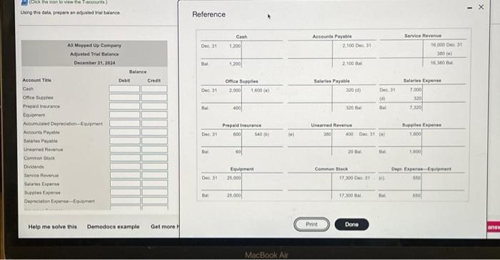 (Click the icon to view the accounts) Using this data, prepare an
