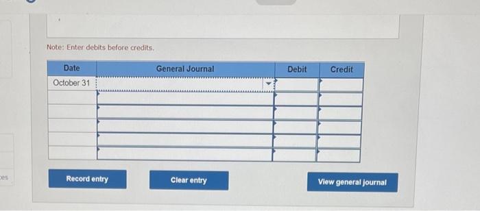 the allowance method to account for uncollectibles. On October 31, it wrote