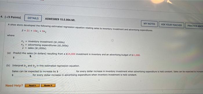 MY NOTES ASK YOUR TEACHER PRACTICE ANOT 4. [-/3 Points] DETAILS ASWESBE9