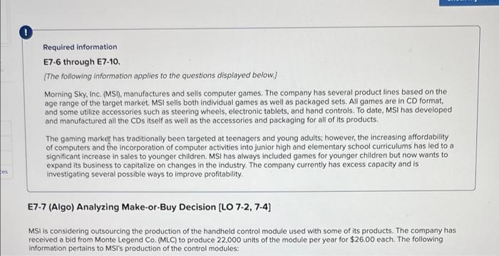 es Required information. E7-6 through E7-10. [The following information applies to the