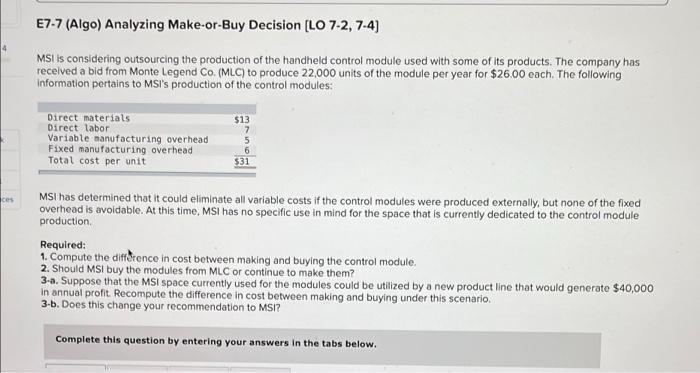 questions displayed below.) Morning Sky, Inc. (MSI), manufactures and sells computer games.