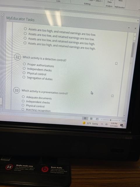 MyEducator Tasks Select Data Cells Eating O Assets are too high, and