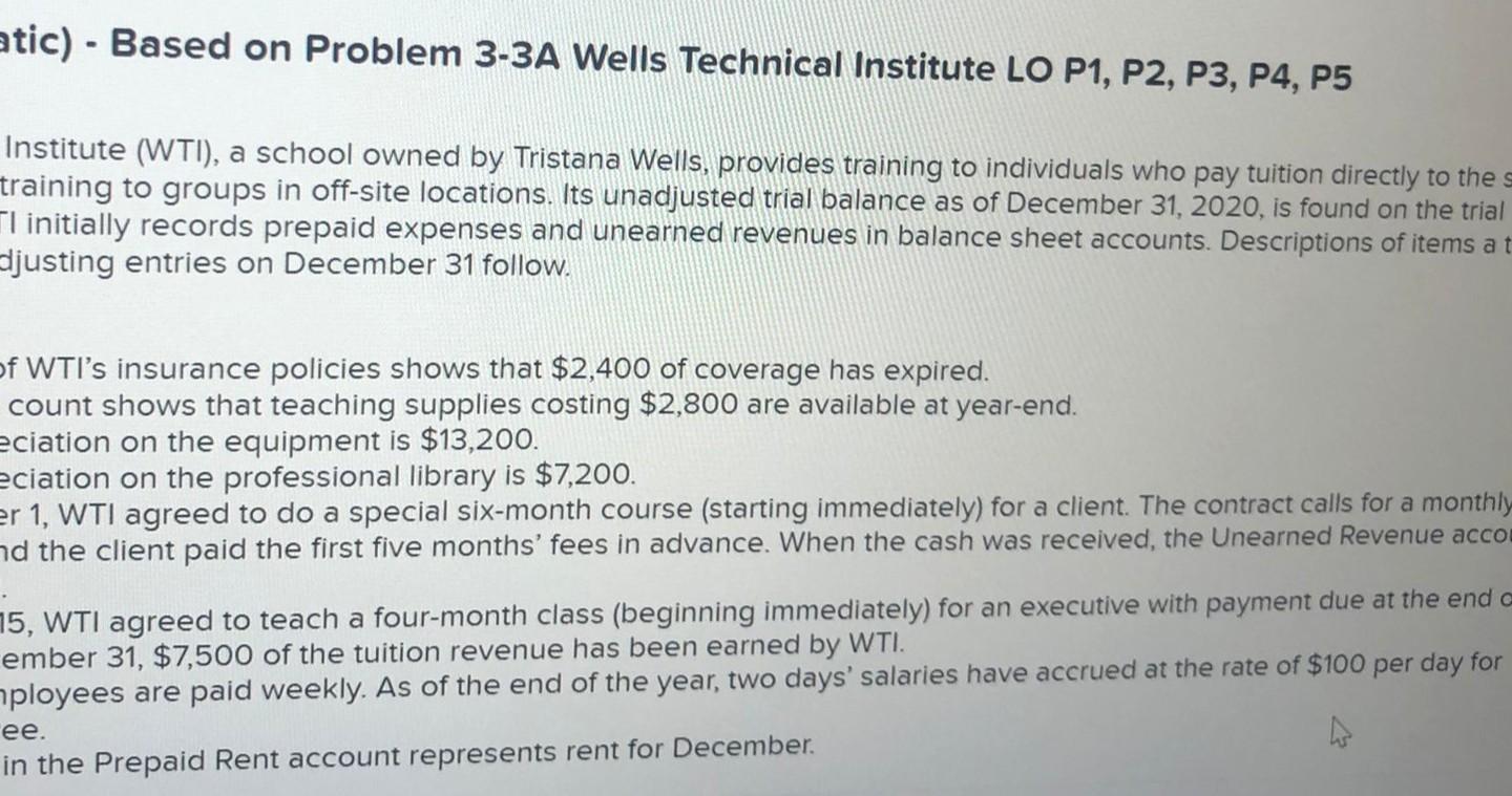 Wells, provides training to individu WTI also offers training to groups in