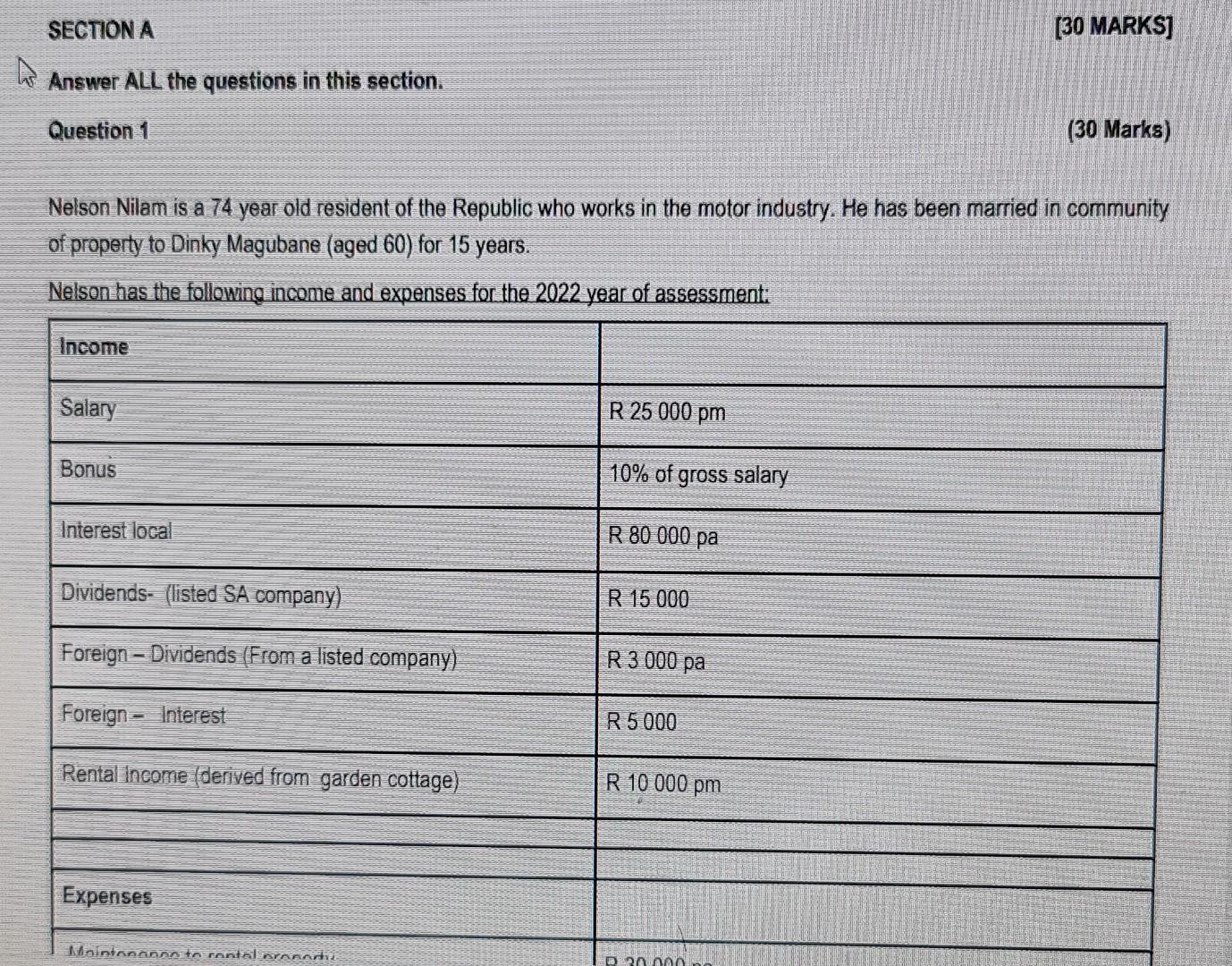 SECTION A Answer ALL the questions in this section. Question 1 [30