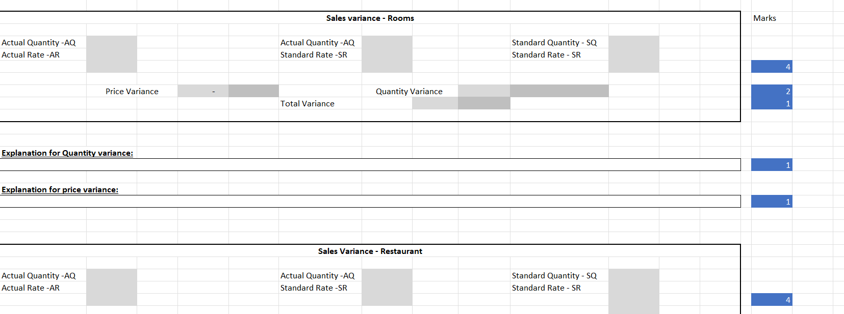 in grey: 5 You calculate values, as those values will help in