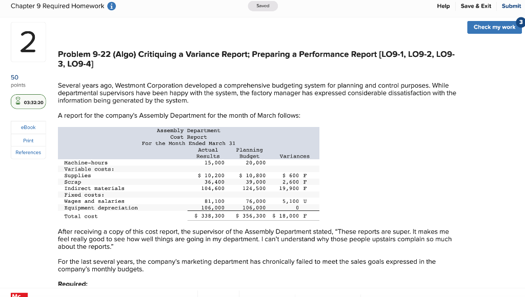 Chapter 9 Required Homework 2 Saved Help Save & Exit Submit 50