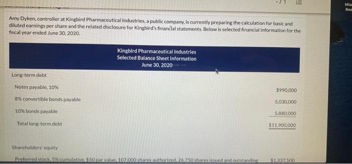 E Mis Amy Dyken, controller at Kingbird Pharmaceutical Industries, a public company,