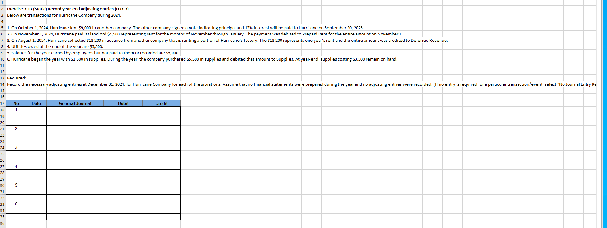 1 2 Exercise 3-13 (Static) Record year-end adjusting entries (LO3-3) 3 Below