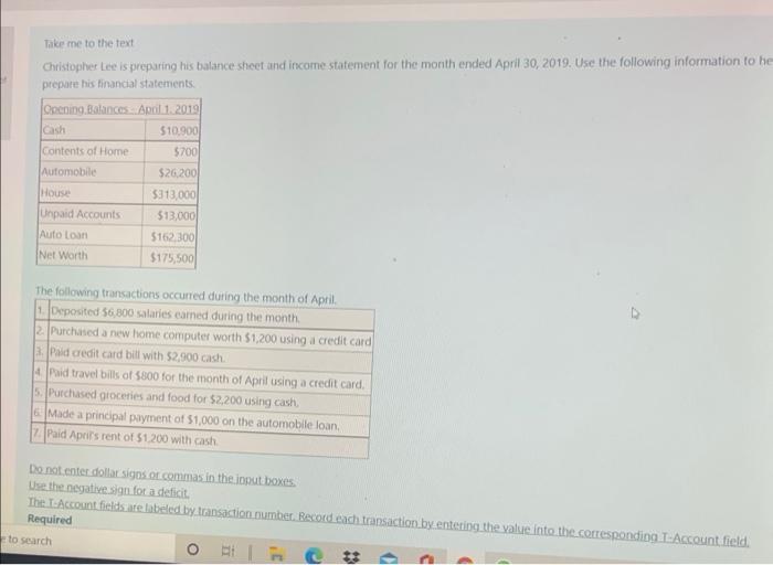 Take me to the text Christopher Lee is preparing his balance sheet