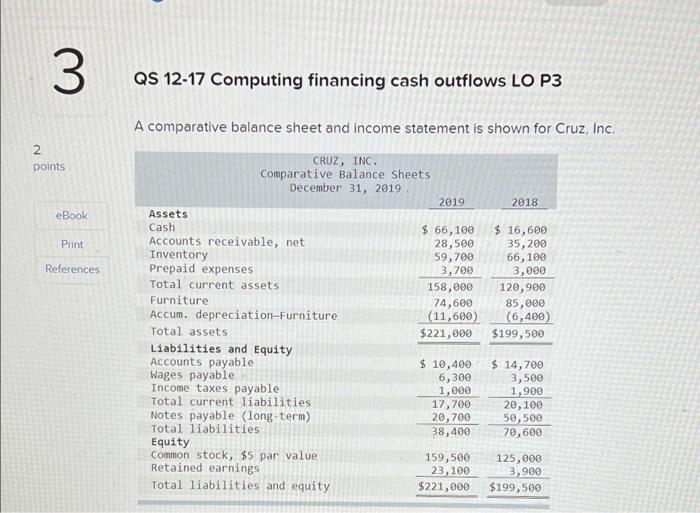 2 3 points QS 12-17 Computing financing cash outflows LO P3 A