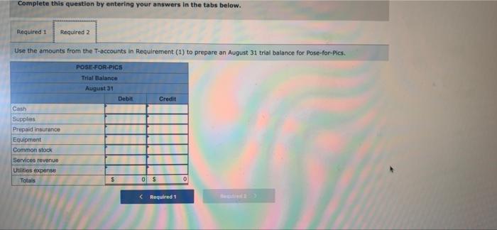 are the transactions of a new company called Pose-for-Pics August 1 M.