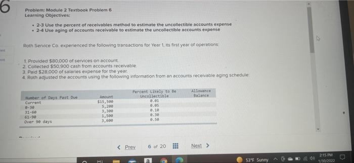 6 want Problem: Module 2 Textbook Problem 6 Learning Objectives: 2-3 Use