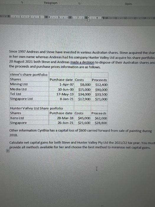 Paragraph click 10 Styles Since 1997 Andreas and Steve have invested in