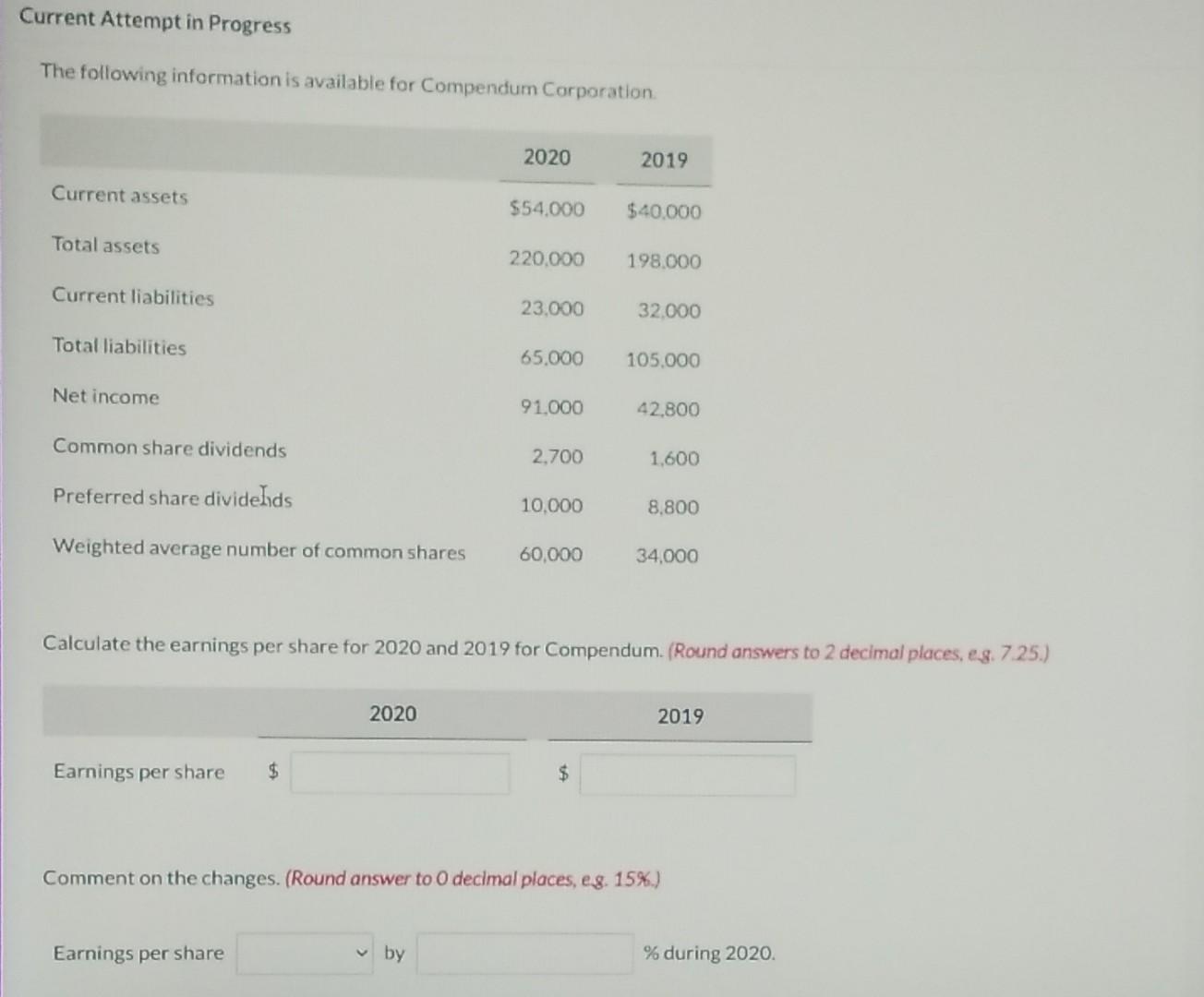 Current Attempt in Progress The following information is available for Compendum Corporation.