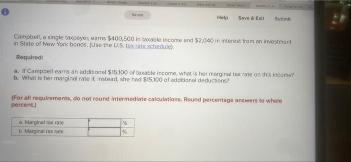 Canviat a w Saved Help Save & Exit Submit Campbell, a single