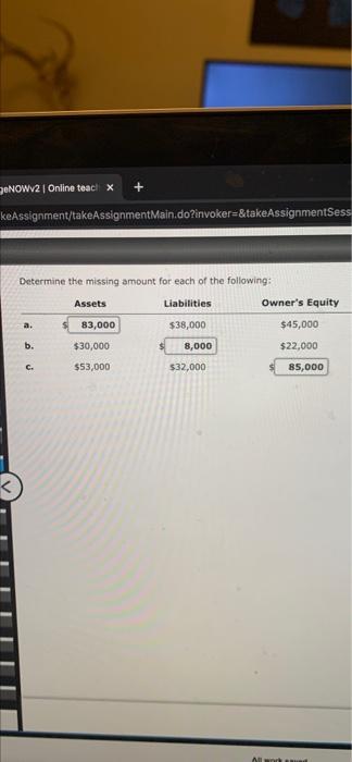 geNOWv2 | Online teach x + keAssignment/takeAssignmentMain.do?invoker=&takeAssignmentSess Determine the missing amount for