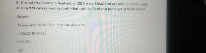 will increase by 2 percent in October 2020. Determine fixed cost per