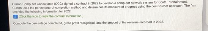 Curran Computer Consultants (CCC) signed a contract in 2022 to develop a