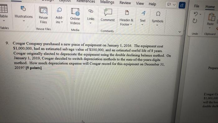 References Mailings Review View Help A Table Illustrations Reuse Add- Files ins