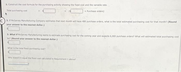 Company had the following 12 months of data on purchasing cost and