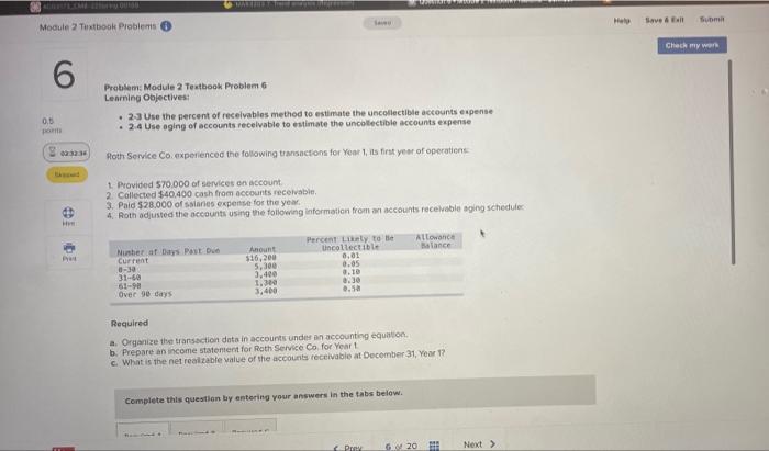 Module 2 Textbook Problems 1 6 Problem: Module 2 Textbook Problem 6