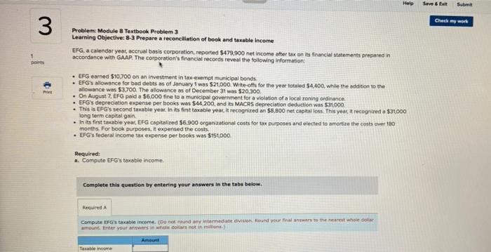 3 Problem: Module 8 Textbook Problem 3 Learning Objective: 8-3 Prepare a