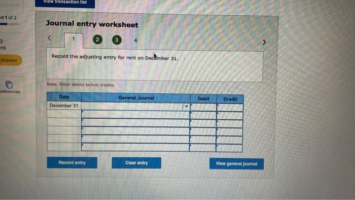 following Information applies to the questions displayed below.] 2 The December 31,