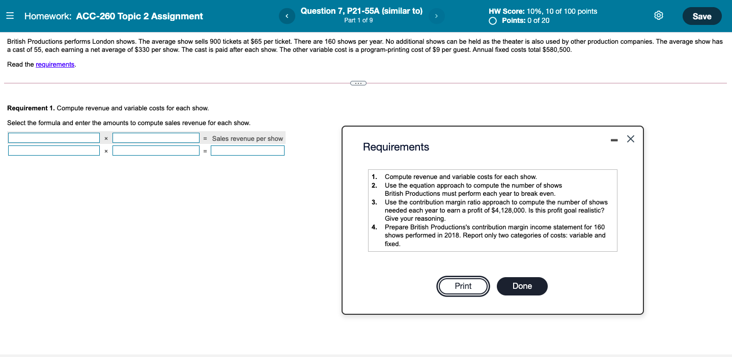 = Homework: ACC-260 Topic 2 Assignment Question 7, P21-55A (similar to) Part