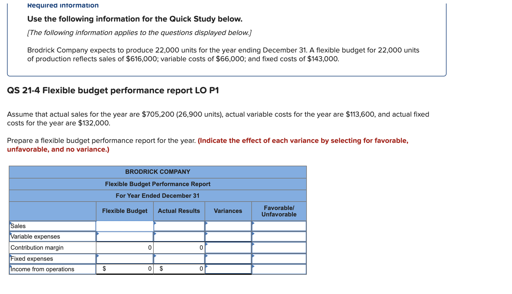 Required information Use the following information for the Quick Study below. [The