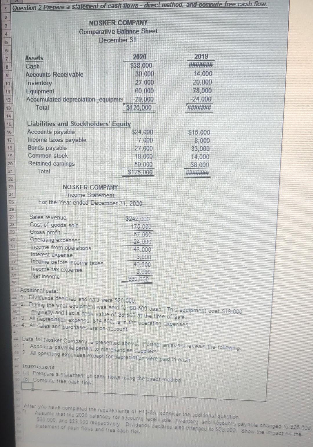 2 3 4 1 Question 2 Prepare a statement of cash flows