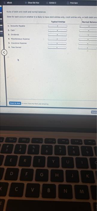 Bock Show Me How Exter 3 P Normal Balance Rules of debit