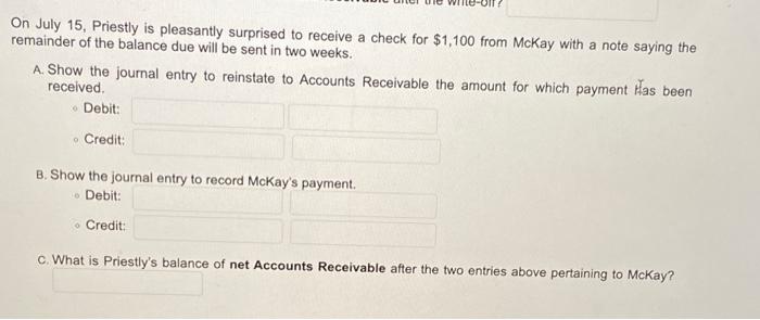 Receivable, ADA for Allowance for Doubtful Accounts, BDE for Bad Debt Expense,