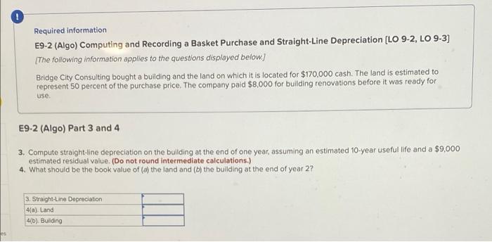 Required information E9-2 (Algo) Computing and Recording a Basket Purchase and Straight-Line