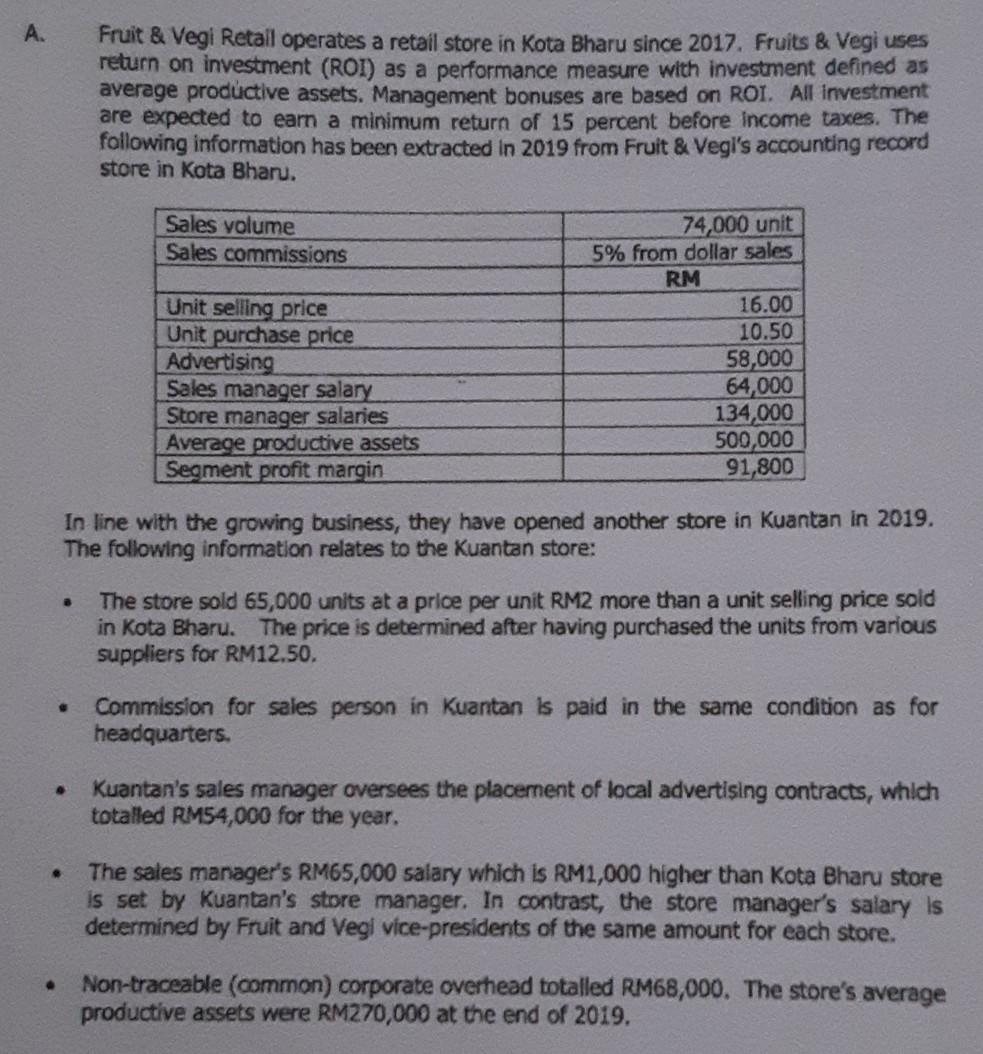 A. . Fruit & Vegi Retail operates a retail store in Kota