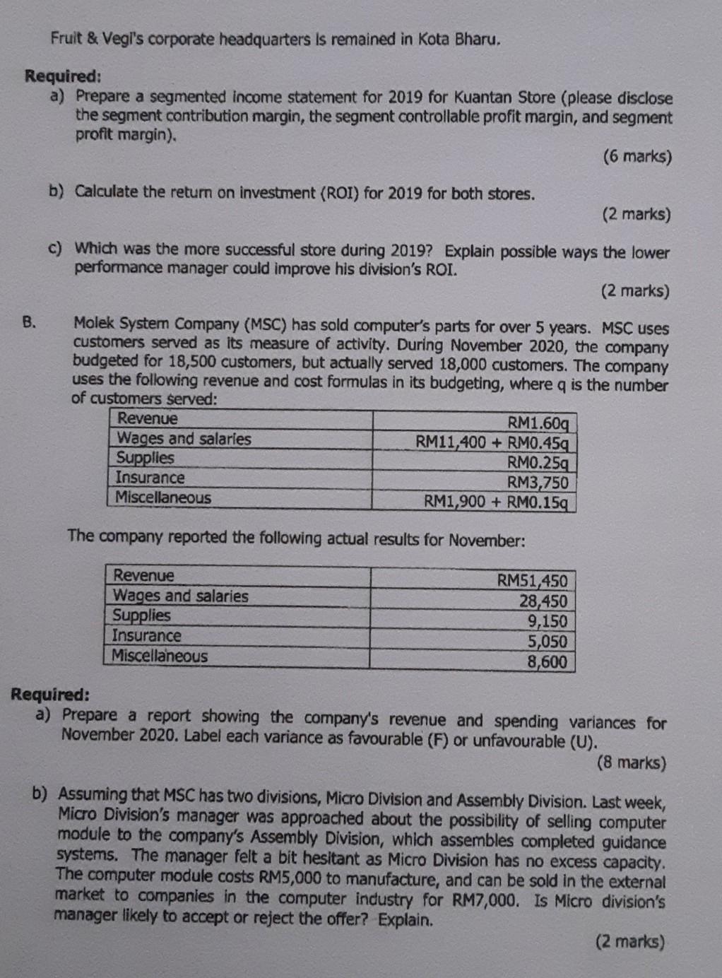 Bharu since 2017. Fruits & Vegi uses return on investment (ROI) as